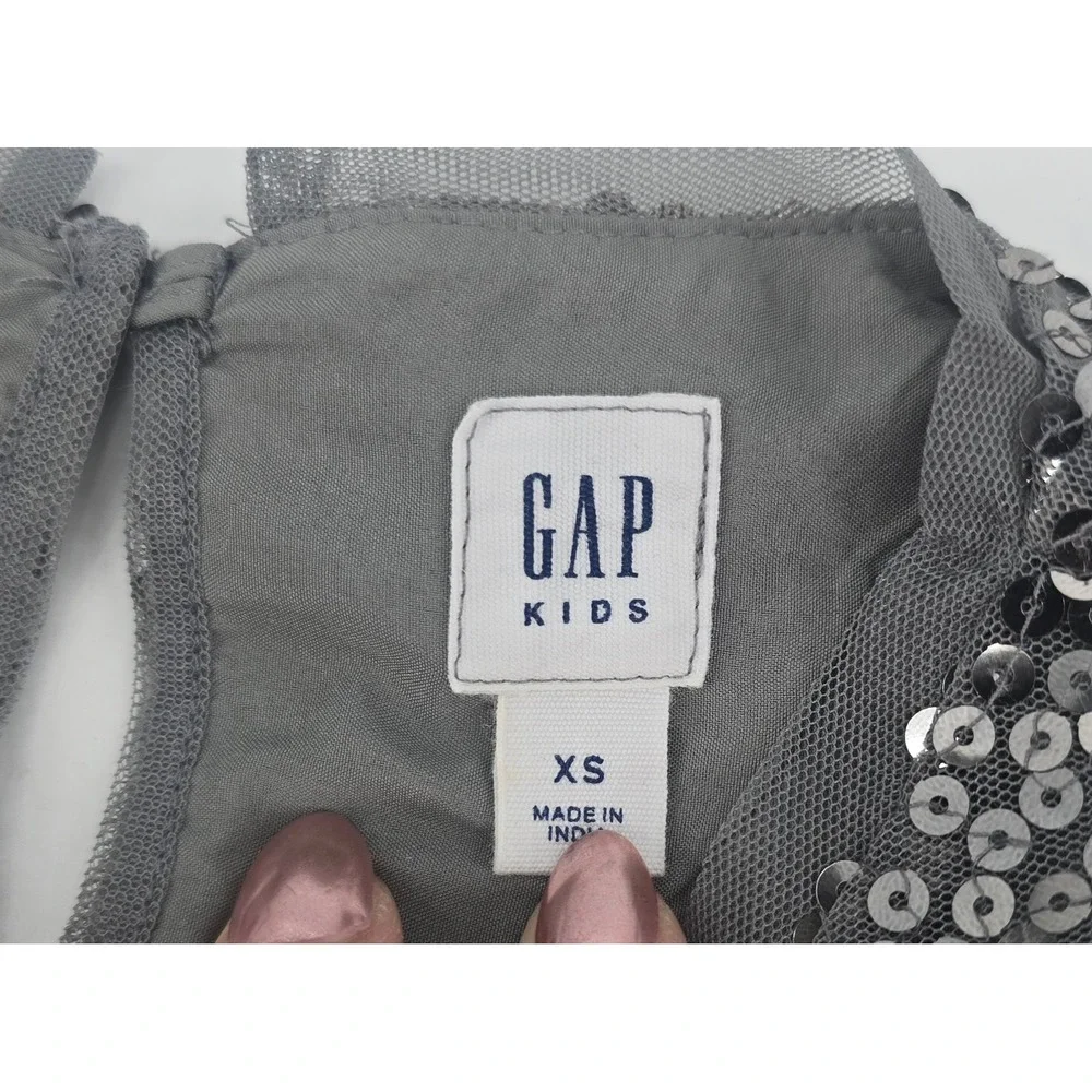 Gap Kids Girls XS 4-5 Silver Sequin Party Dress Gray Holiday Sparkle